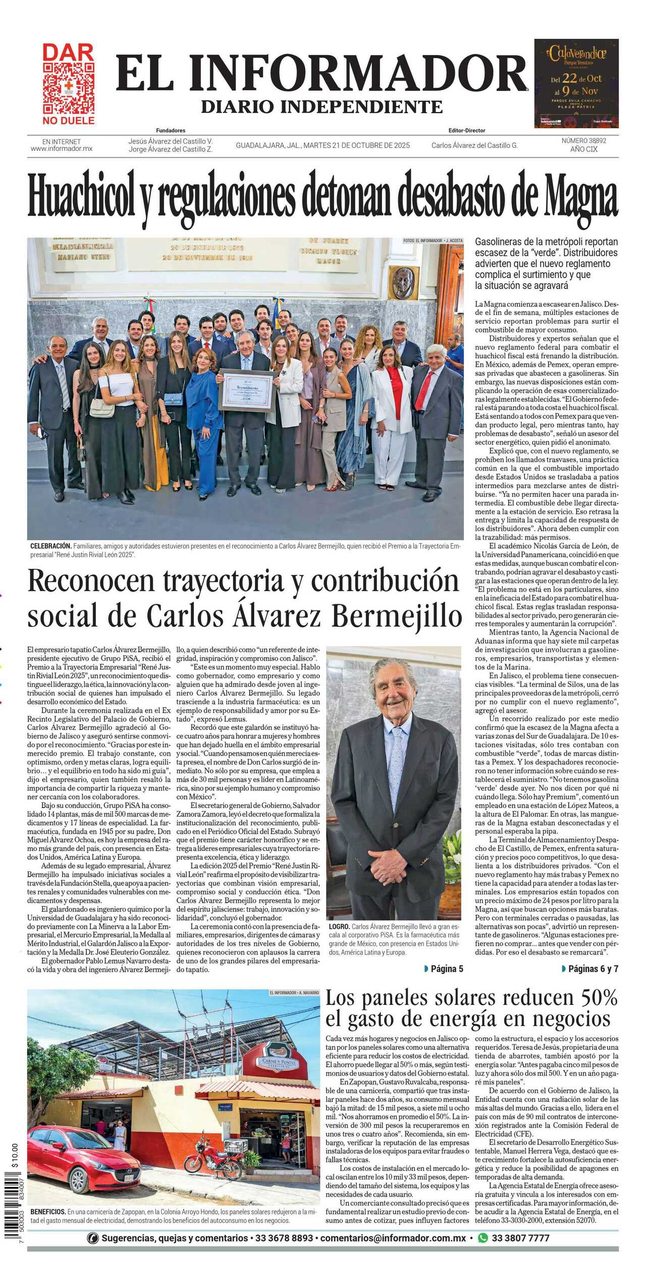 El Informador, edición del martes 21 de octubre de 2025