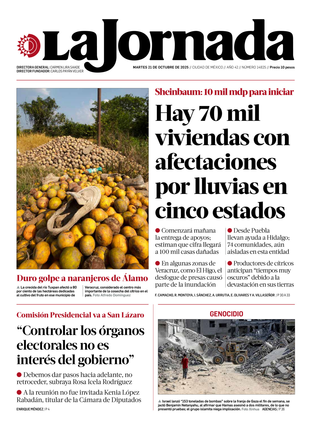 La Jornada, edición del martes 21 de octubre de 2025