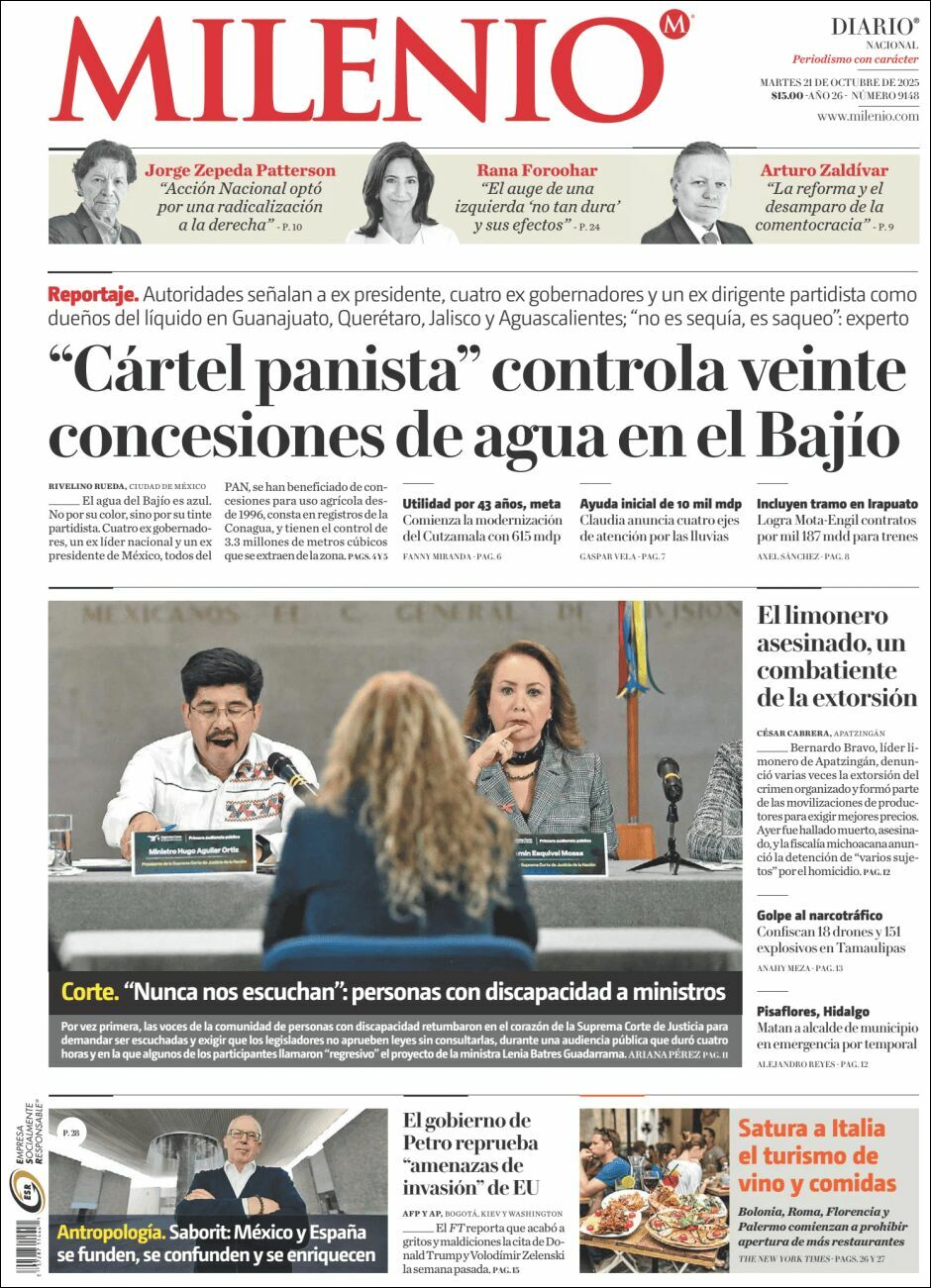 Milenio, edición del martes 21 de octubre de 2025