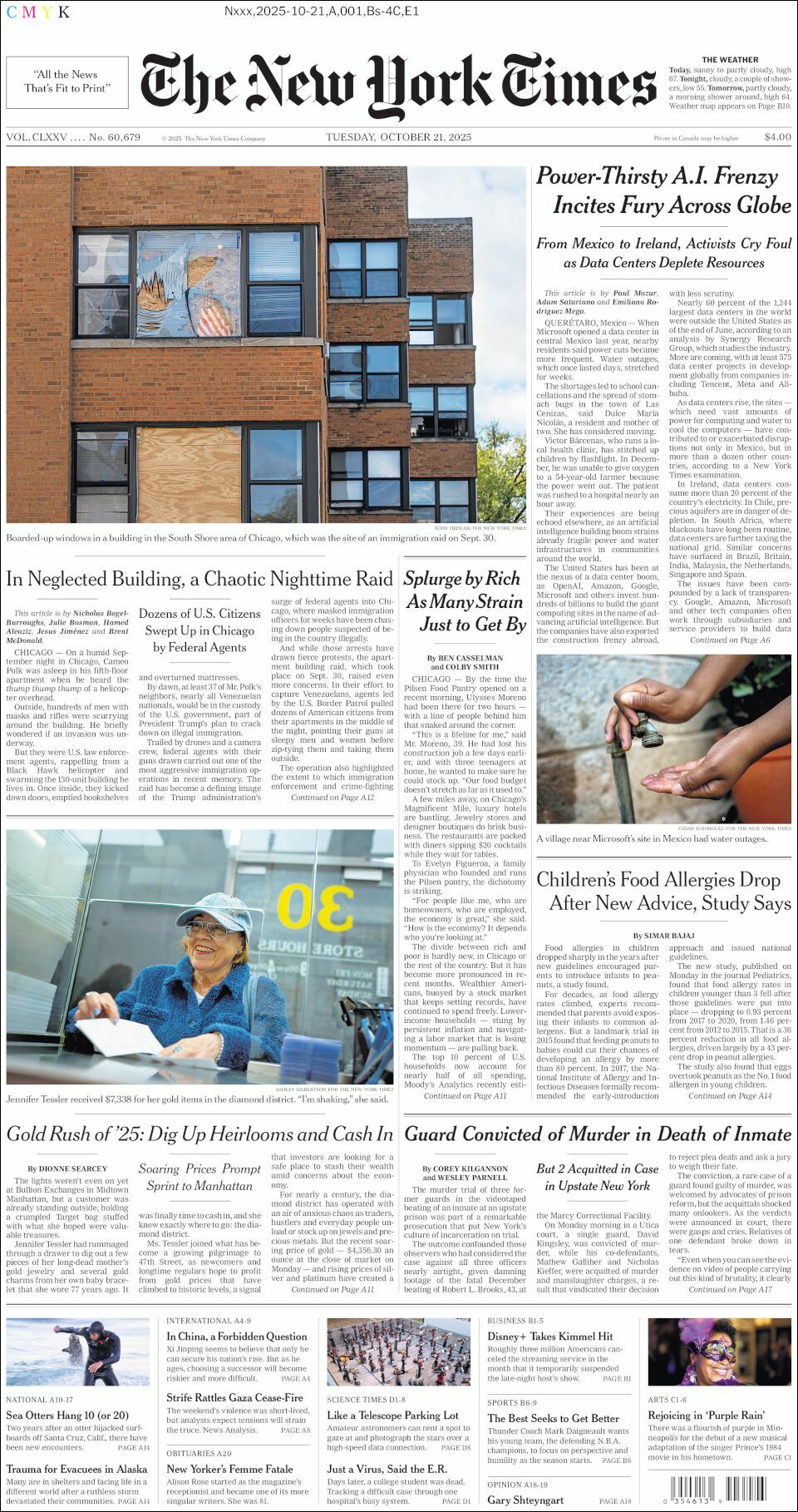 The New York Times, edición del martes 21 de octubre de 2025
