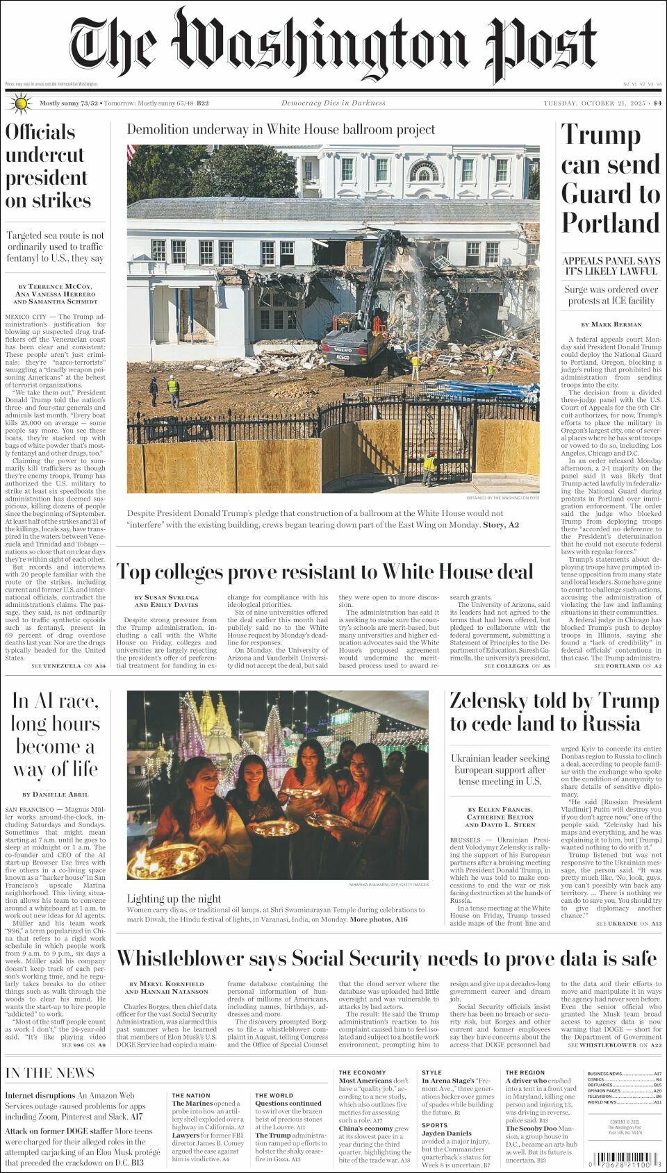 The Washington Post, edición del martes 21 de octubre de 2025