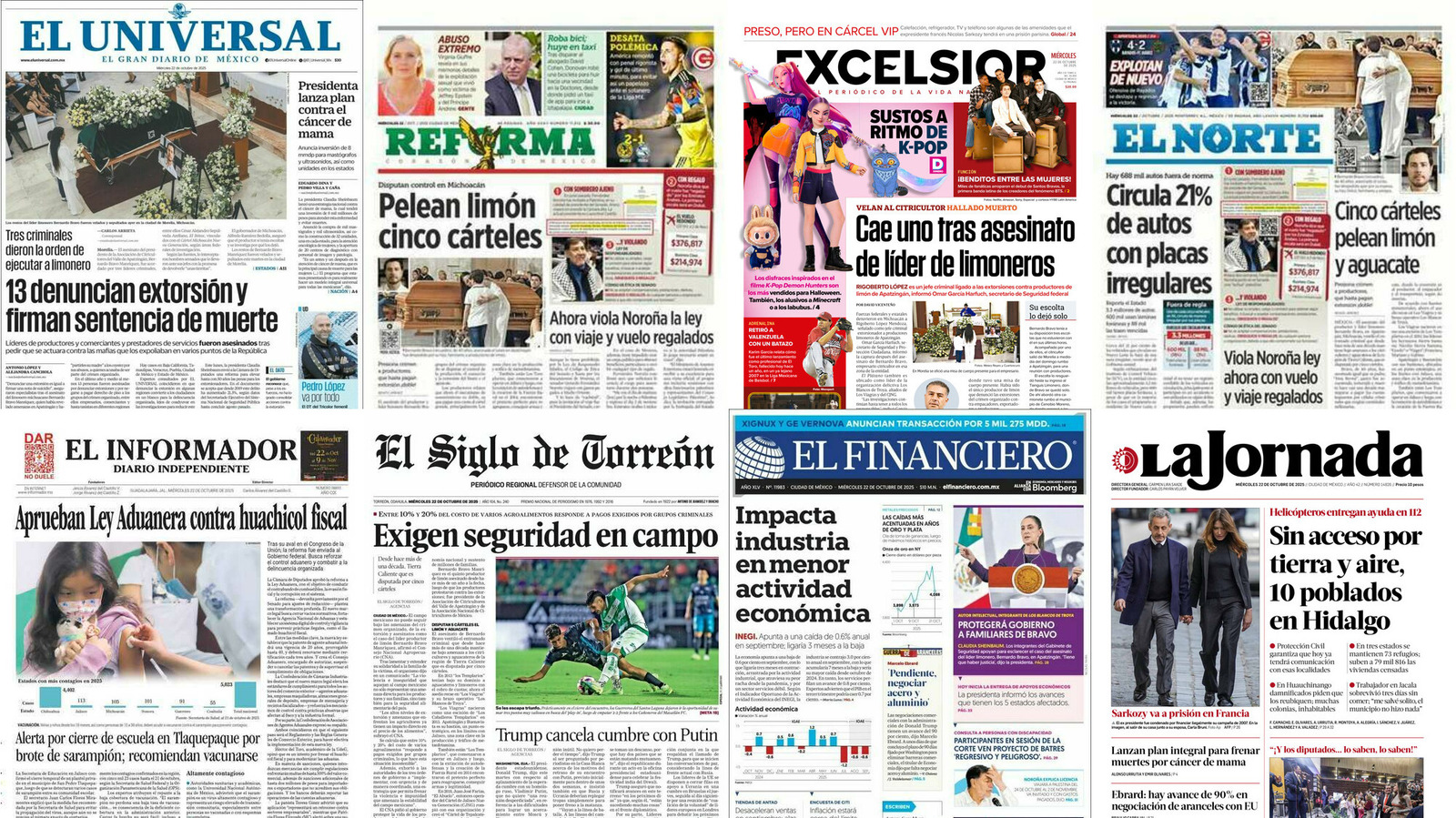Portadas de periódicos impresos más importantes de México hoy
