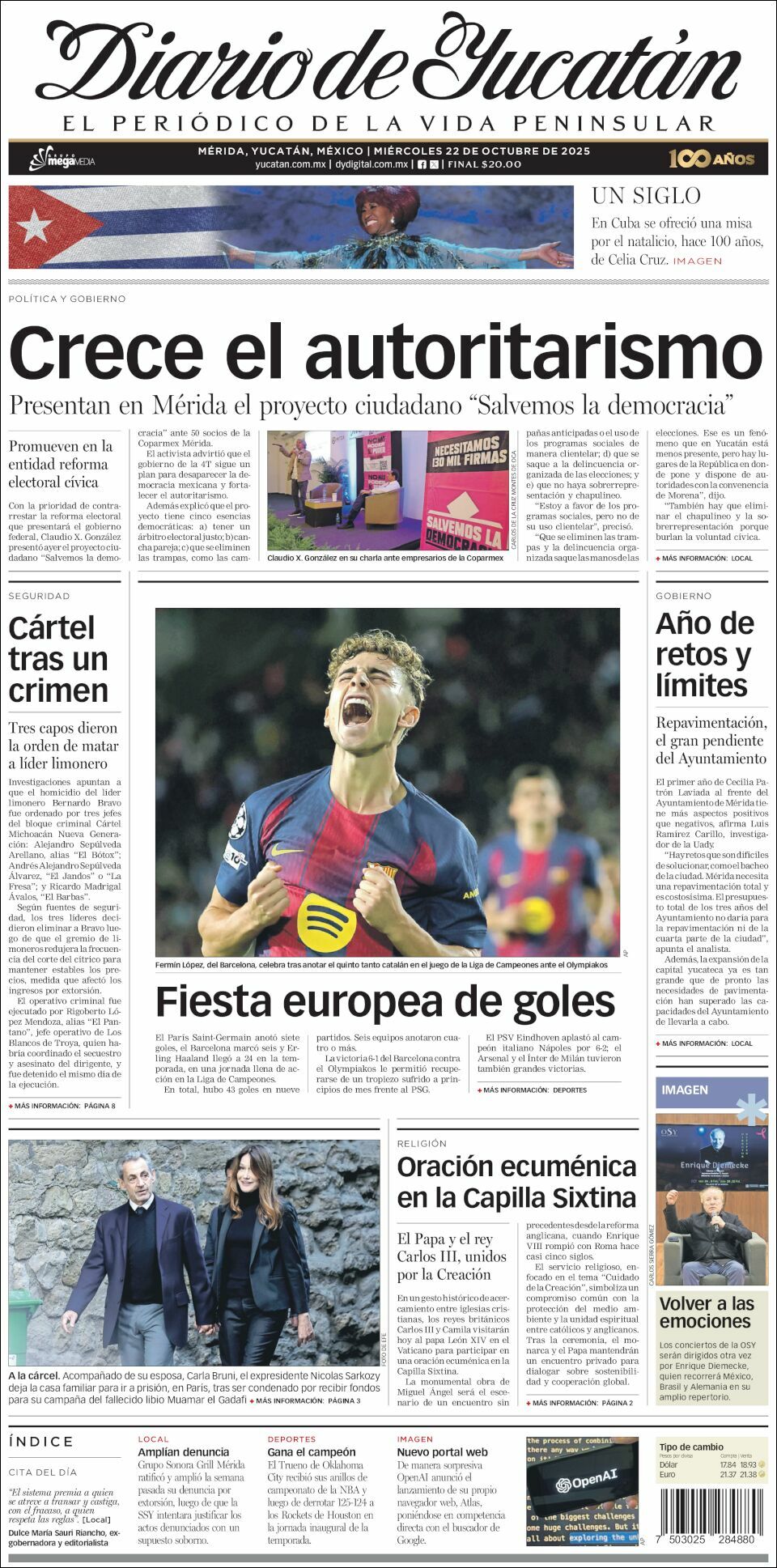 El Diario de Yucatán, edición del miércoles 22 de octubre de 2025 El Diario de Yucatán, edición del miércoles 22 de octubre de 2025