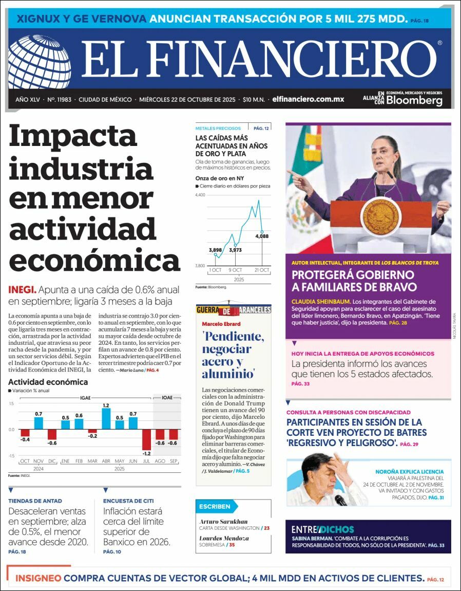 El Financiero, edición del miércoles 22 de octubre de 2025 El Financiero, edición del miércoles 22 de octubre de 2025