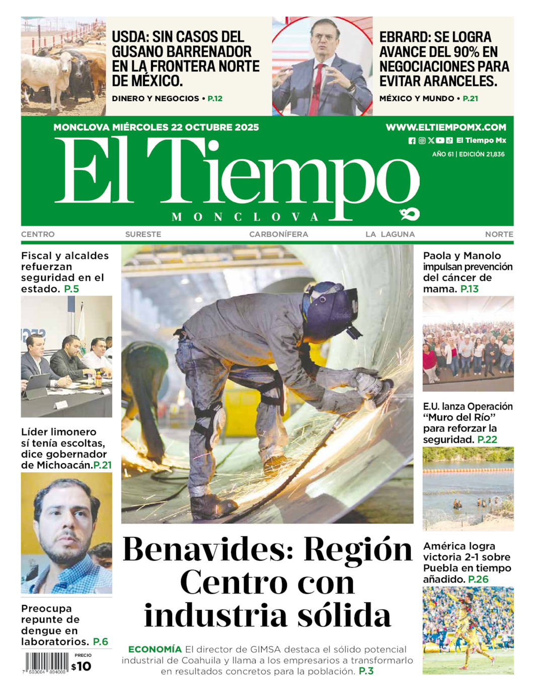 El Tiempo Monclova, edición del miércoles 22 de octubre de 2025 El Tiempo Monclova, edición del miércoles 22 de octubre de 2025