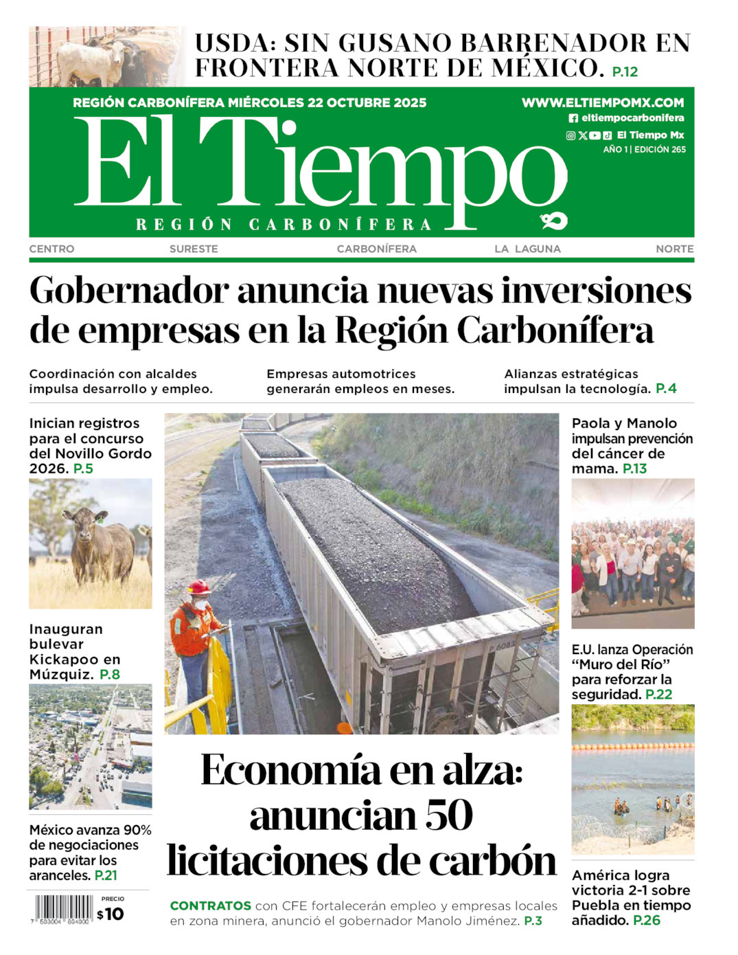 El Tiempo Región Carbonífera, edición del miércoles 22 de octubre de 2025 El Tiempo Región Carbonífera, edición del miércoles 22 de octubre de 2025