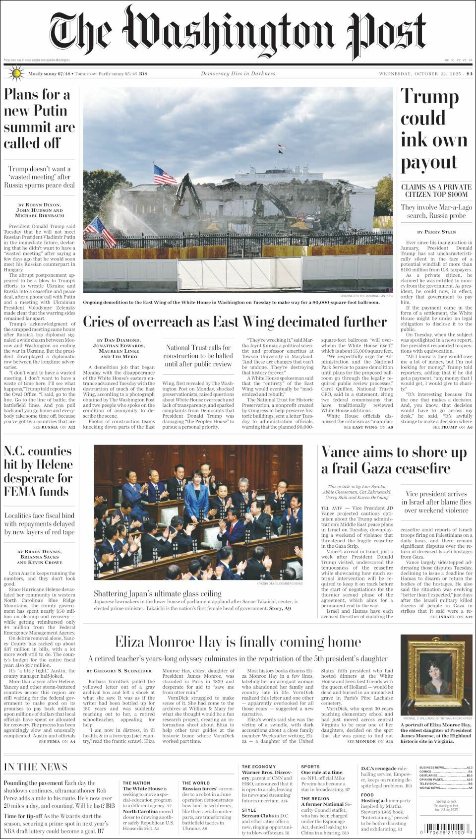 The Washington Post, edición del miércoles 22 de octubre de 2025 The Washington Post, edición del miércoles 22 de octubre de 2025