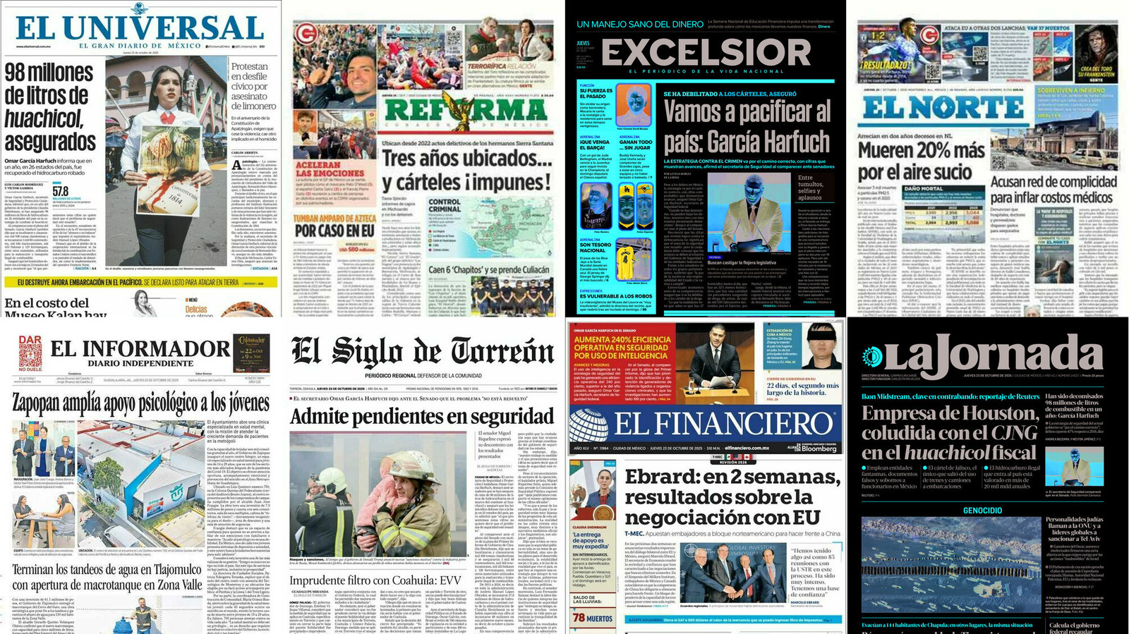 Portadas de periódicos impresos más importantes de México hoy