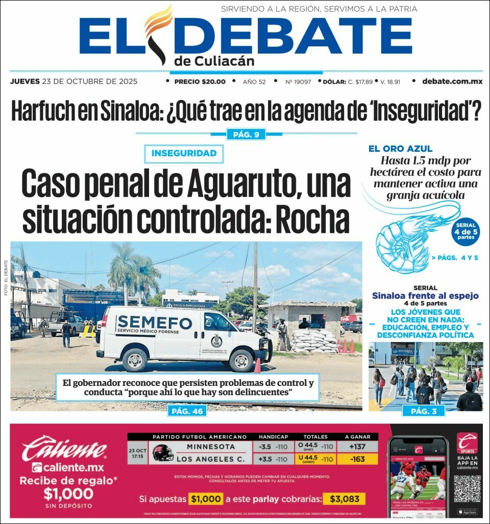 El Debate Culiacán, edición del jueves 23 de octubre de 2025 El Debate Culiacán, edición del jueves 23 de octubre de 2025