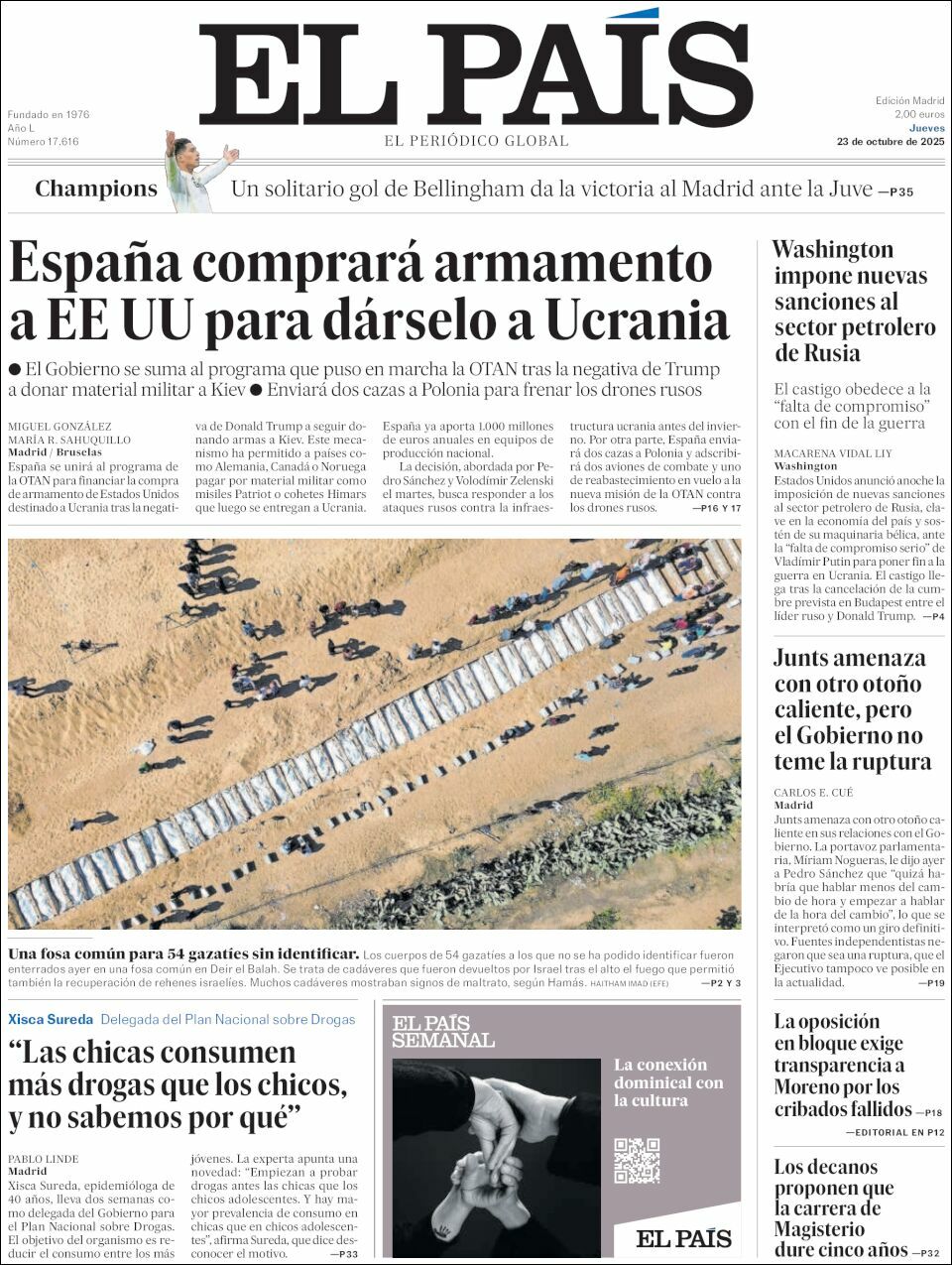 El País, edición del jueves 23 de octubre de 2025 El País, edición del jueves 23 de octubre de 2025