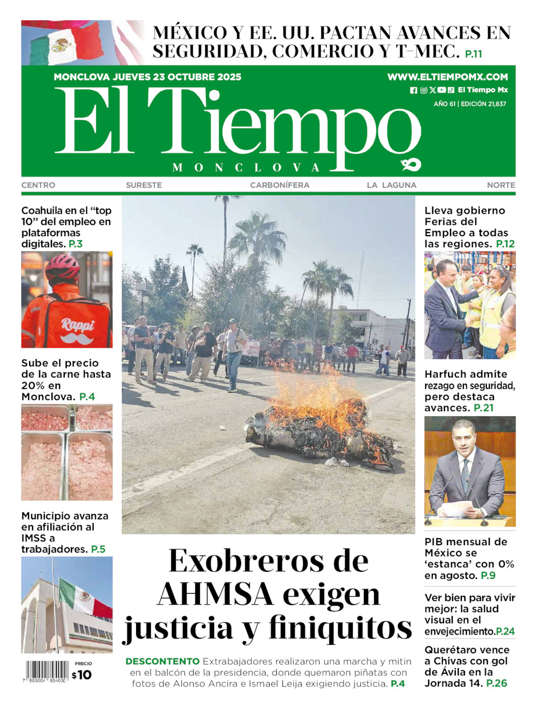 El Tiempo Monclova, edición del jueves 23 de octubre de 2025 El Tiempo Monclova, edición del jueves 23 de octubre de 2025