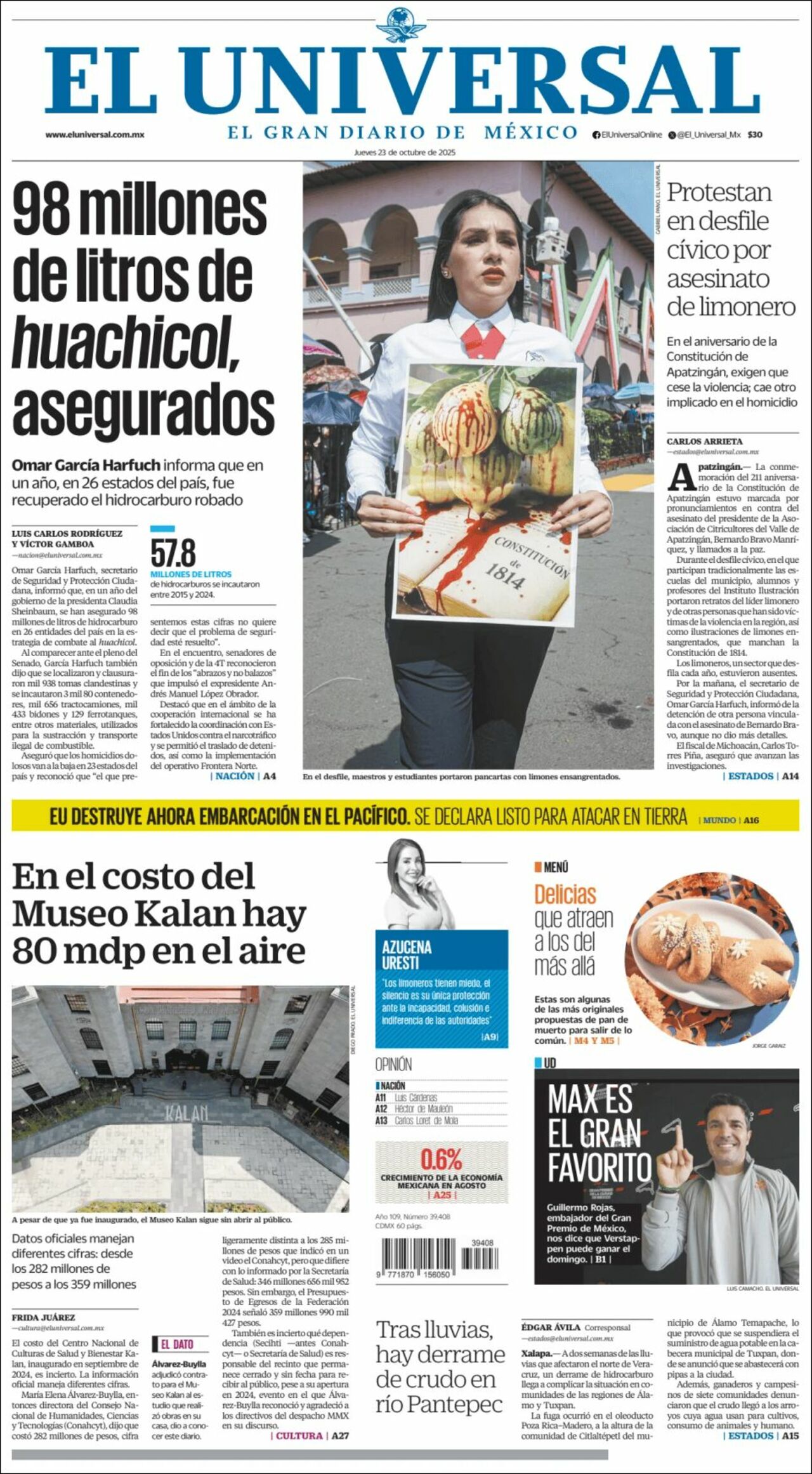 El Universal, edición del jueves 23 de octubre de 2025 El Universal, edición del jueves 23 de octubre de 2025