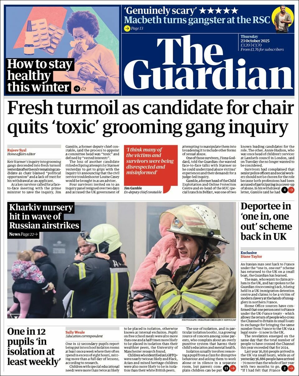 The Guardian, edición del jueves 23 de octubre de 2025 The Guardian, edición del jueves 23 de octubre de 2025