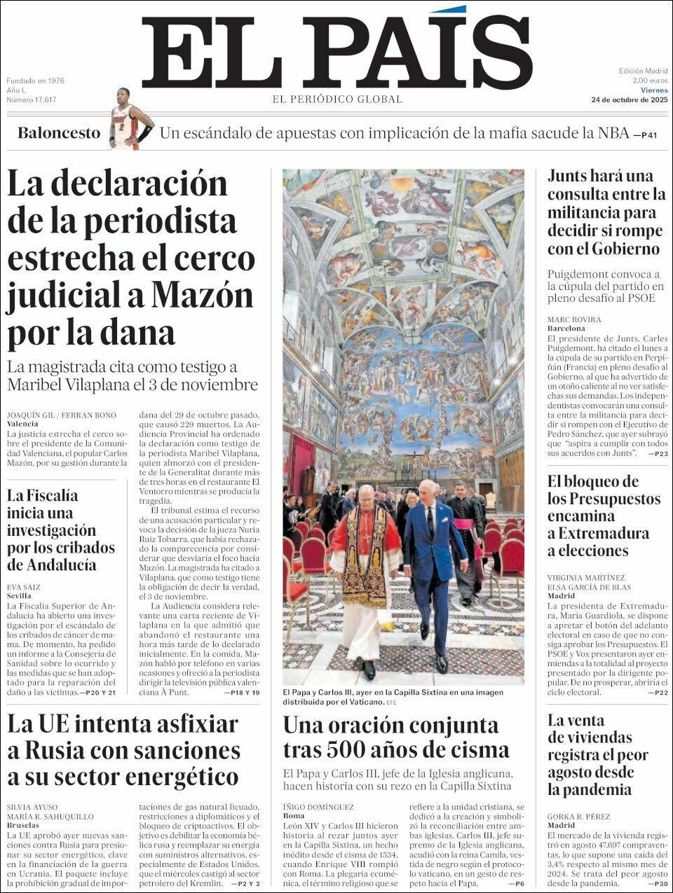 El País, edición del viernes 24 de octubre de 2025 El País, edición del viernes 24 de octubre de 2025