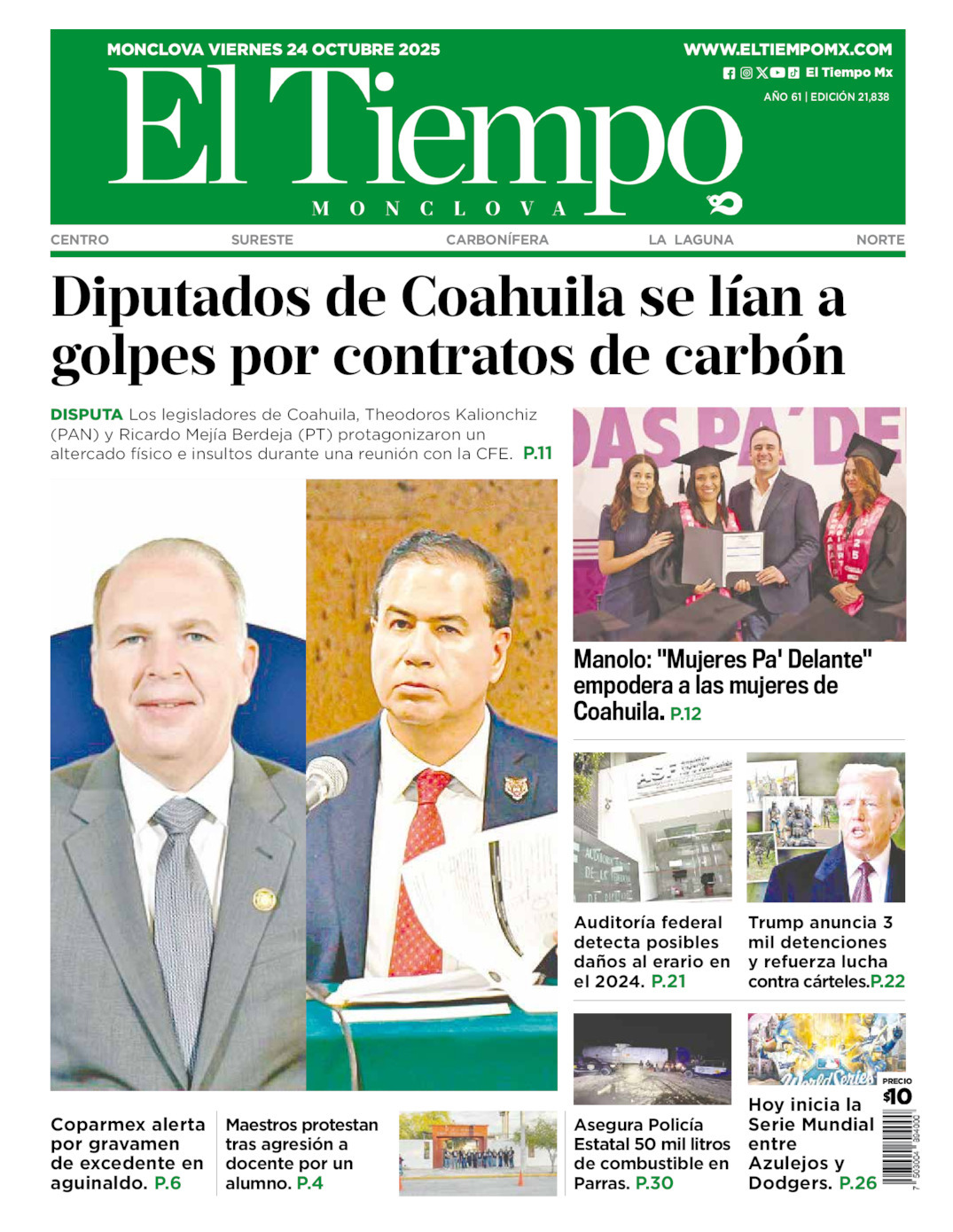 El Tiempo Monclova, edición del viernes 24 de octubre de 2025 El Tiempo Monclova, edición del viernes 24 de octubre de 2025