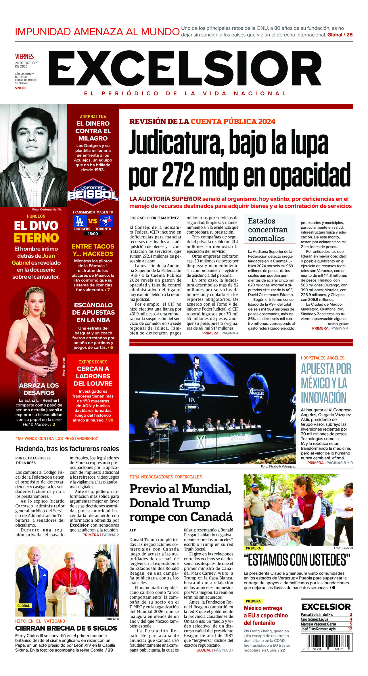 Excelsior, edición del viernes 24 de octubre de 2025 Excelsior, edición del viernes 24 de octubre de 2025