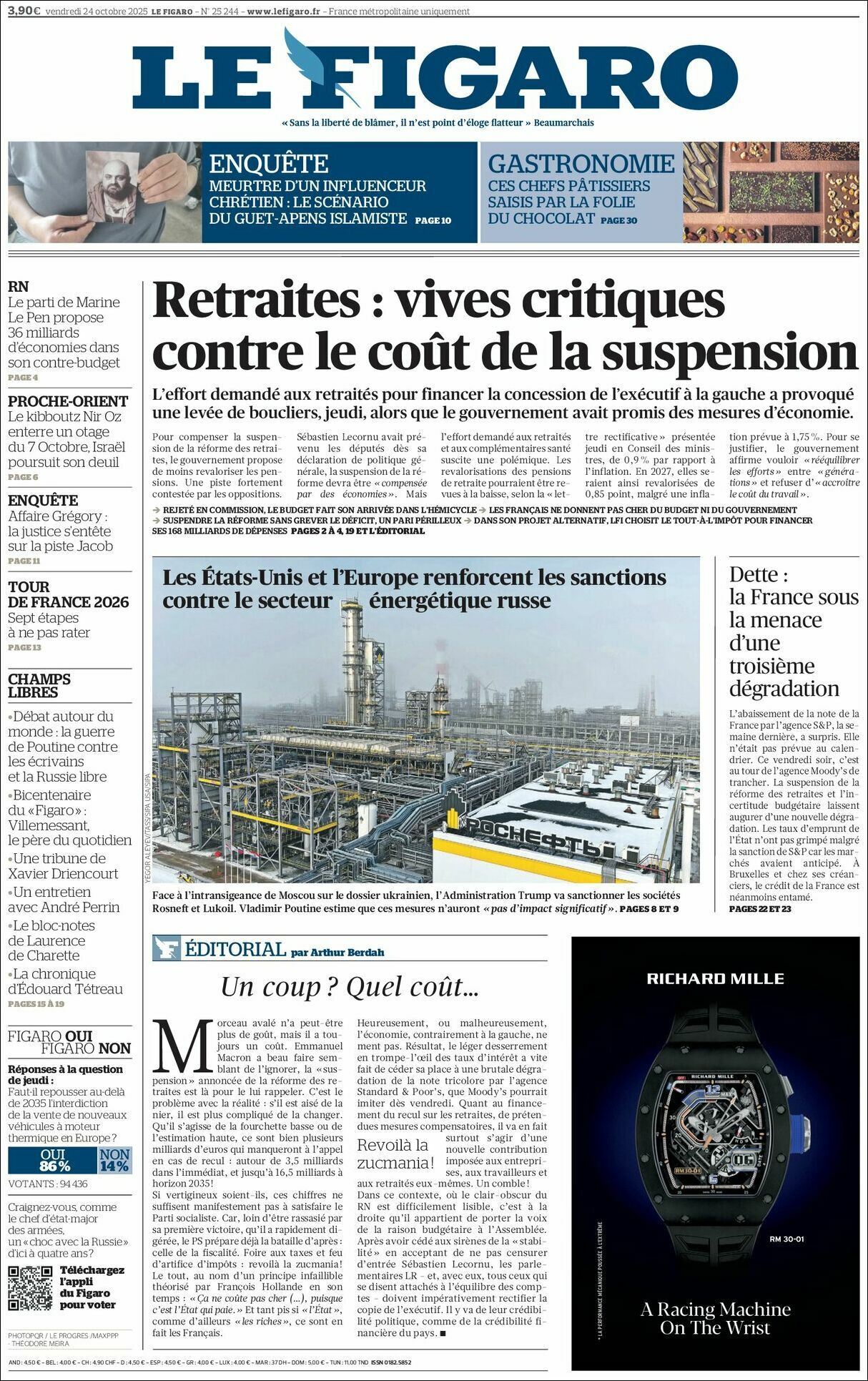 Le Figaro, edición del viernes 24 de octubre de 2025 Le Figaro, edición del viernes 24 de octubre de 2025