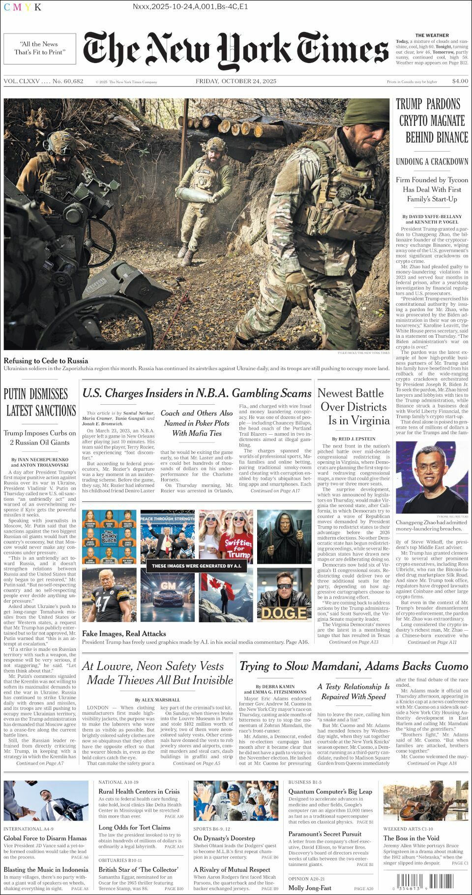 The New York Times, edición del viernes 24 de octubre de 2025 The New York Times, edición del viernes 24 de octubre de 2025
