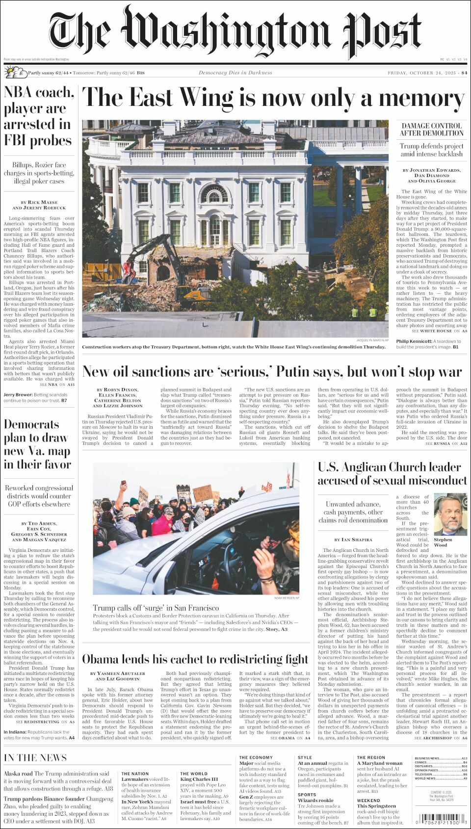 The Washington Post, edición del viernes 24 de octubre de 2025 The Washington Post, edición del viernes 24 de octubre de 2025