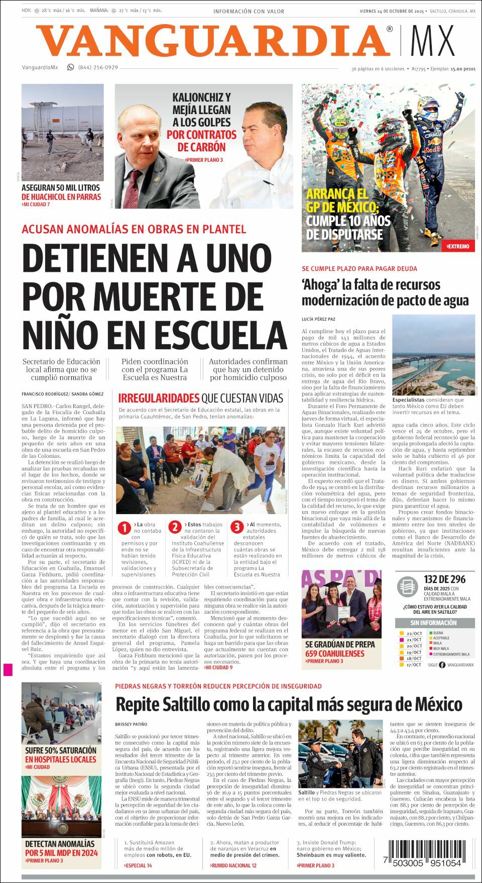 Vanguardia, edición del viernes 24 de octubre de 2025 Vanguardia, edición del viernes 24 de octubre de 2025