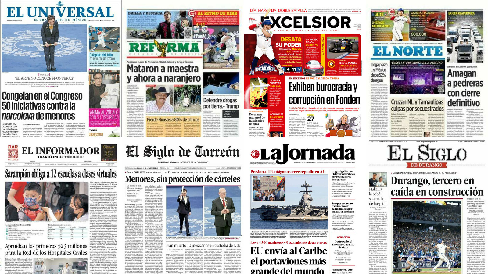 Portadas de periódicos impresos más importantes de México hoy