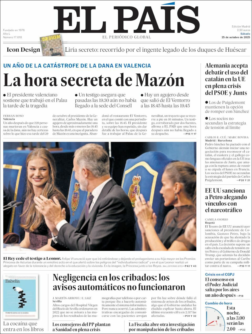El País, edición del sábado 25 de octubre de 2025 El País, edición del sábado 25 de octubre de 2025