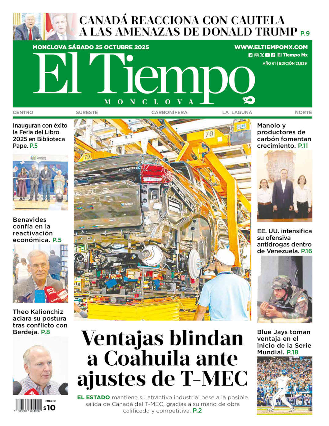 El Tiempo Monclova, edición del sábado 25 de octubre de 2025 El Tiempo Monclova, edición del sábado 25 de octubre de 2025