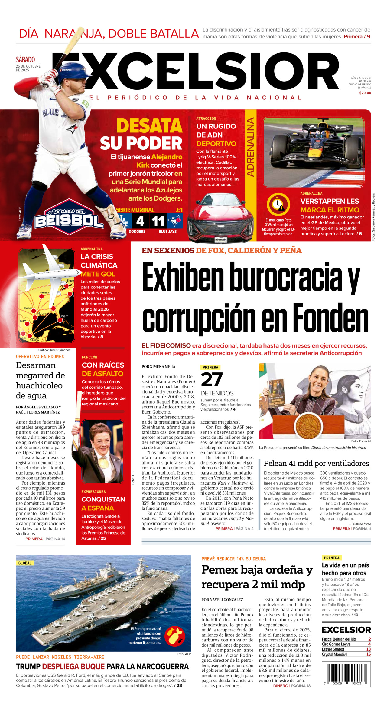 Excelsior, edición del sábado 25 de octubre de 2025 Excelsior, edición del sábado 25 de octubre de 2025