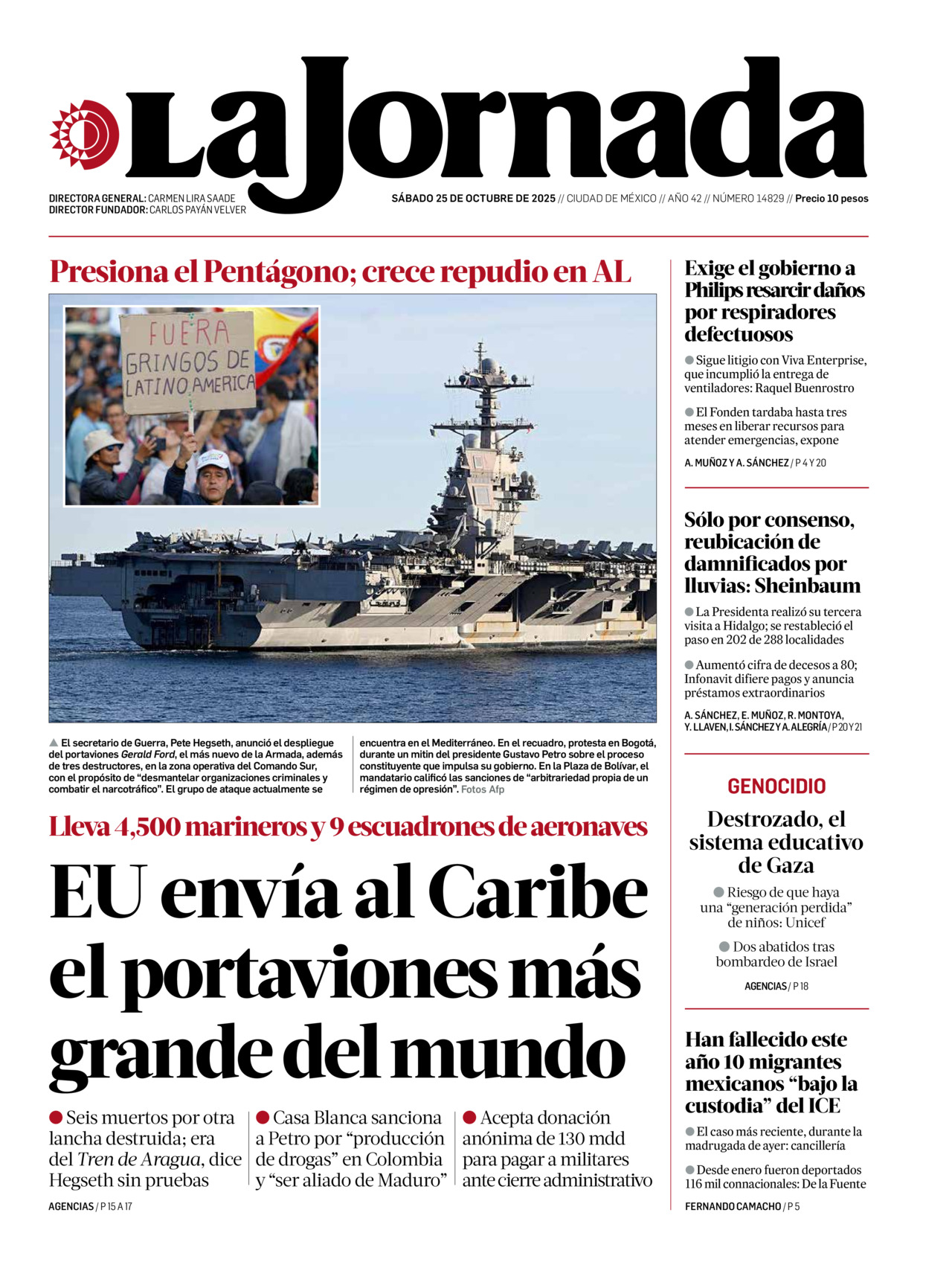 La Jornada, edición del sábado 25 de octubre de 2025 La Jornada, edición del sábado 25 de octubre de 2025