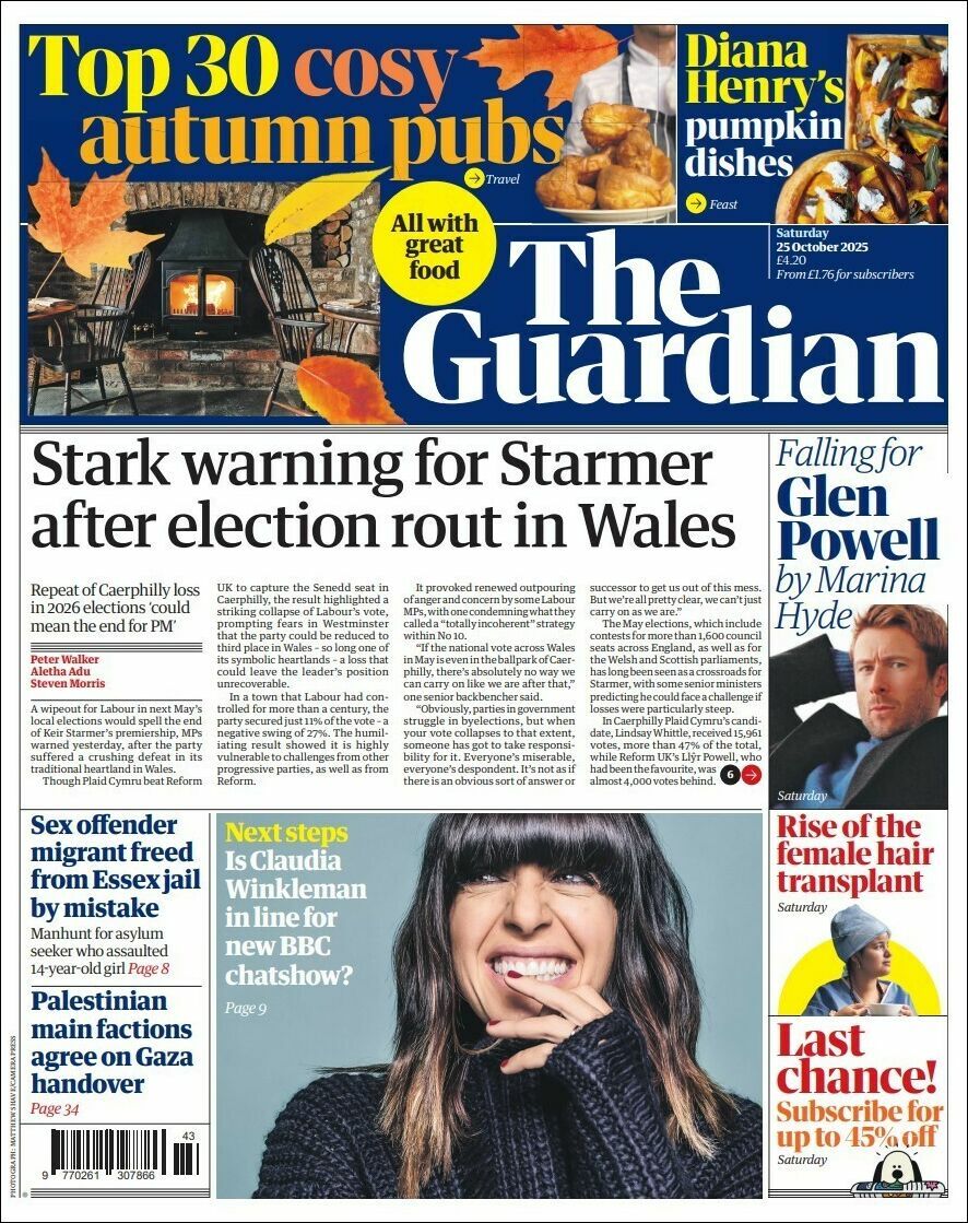 The Guardian, edición del sábado 25 de octubre de 2025 The Guardian, edición del sábado 25 de octubre de 2025