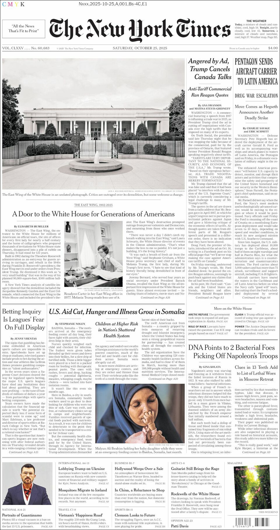 The New York Times, edición del sábado 25 de octubre de 2025 The New York Times, edición del sábado 25 de octubre de 2025
