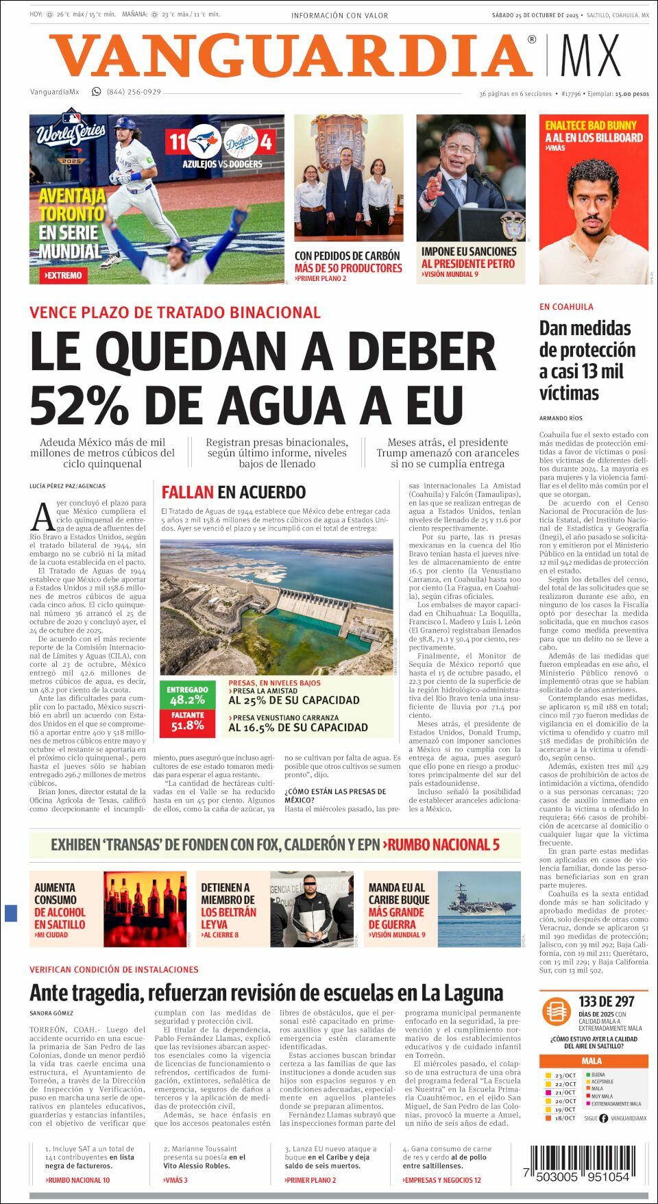 Vanguardia, edición del sábado 25 de octubre de 2025 Vanguardia, edición del sábado 25 de octubre de 2025