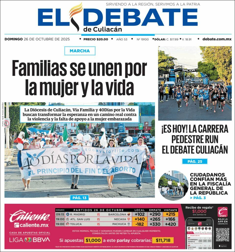 El Debate Culiacán, edición del domingo 26 de octubre de 2025 El Debate Culiacán, edición del domingo 26 de octubre de 2025