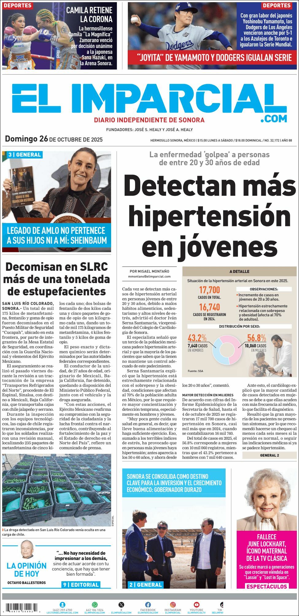 El Imparcial, edición del domingo 26 de octubre de 2025 El Imparcial, edición del domingo 26 de octubre de 2025