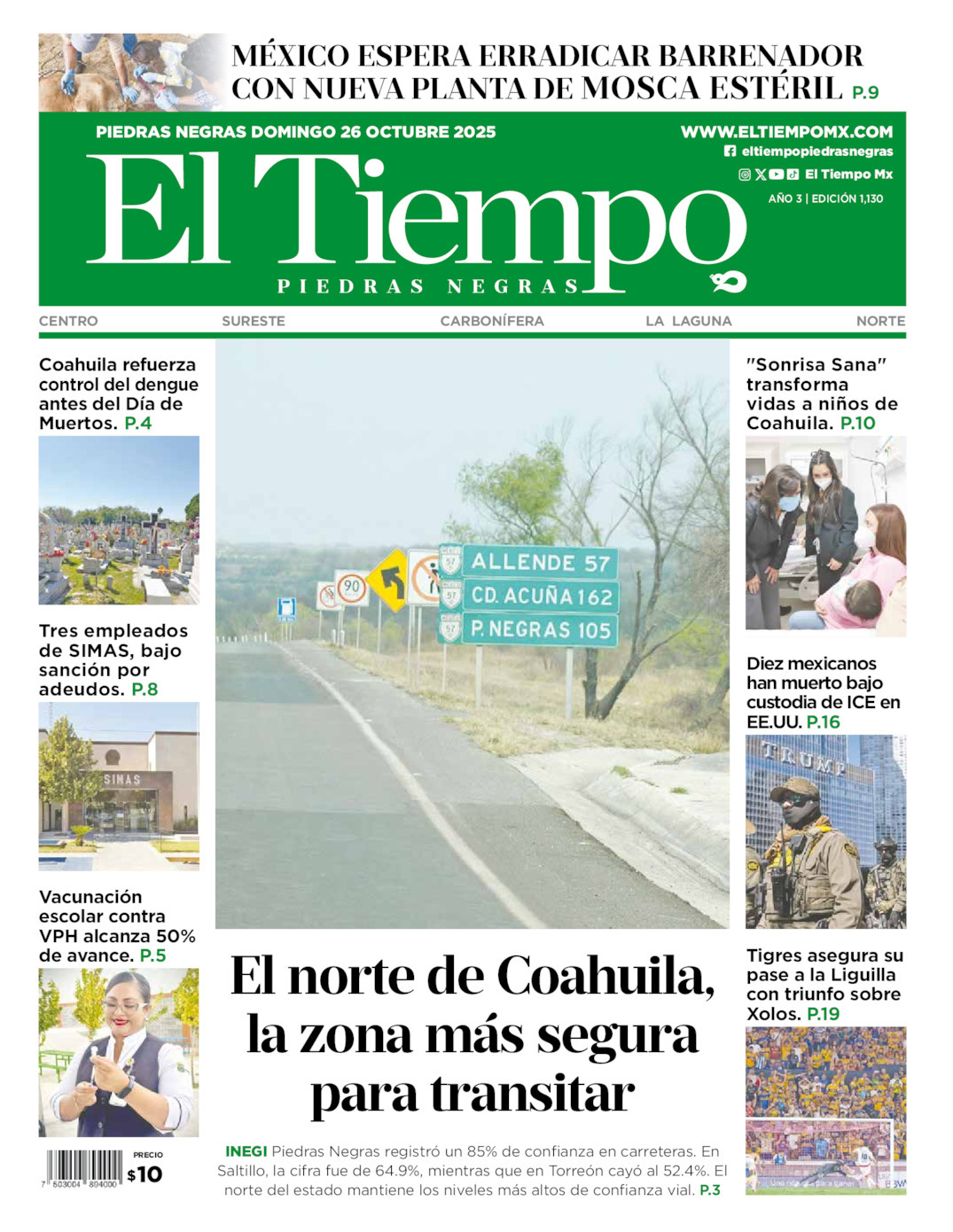 El Tiempo Piedras Negras, edición del domingo 26 de octubre de 2025 El Tiempo Piedras Negras, edición del domingo 26 de octubre de 2025