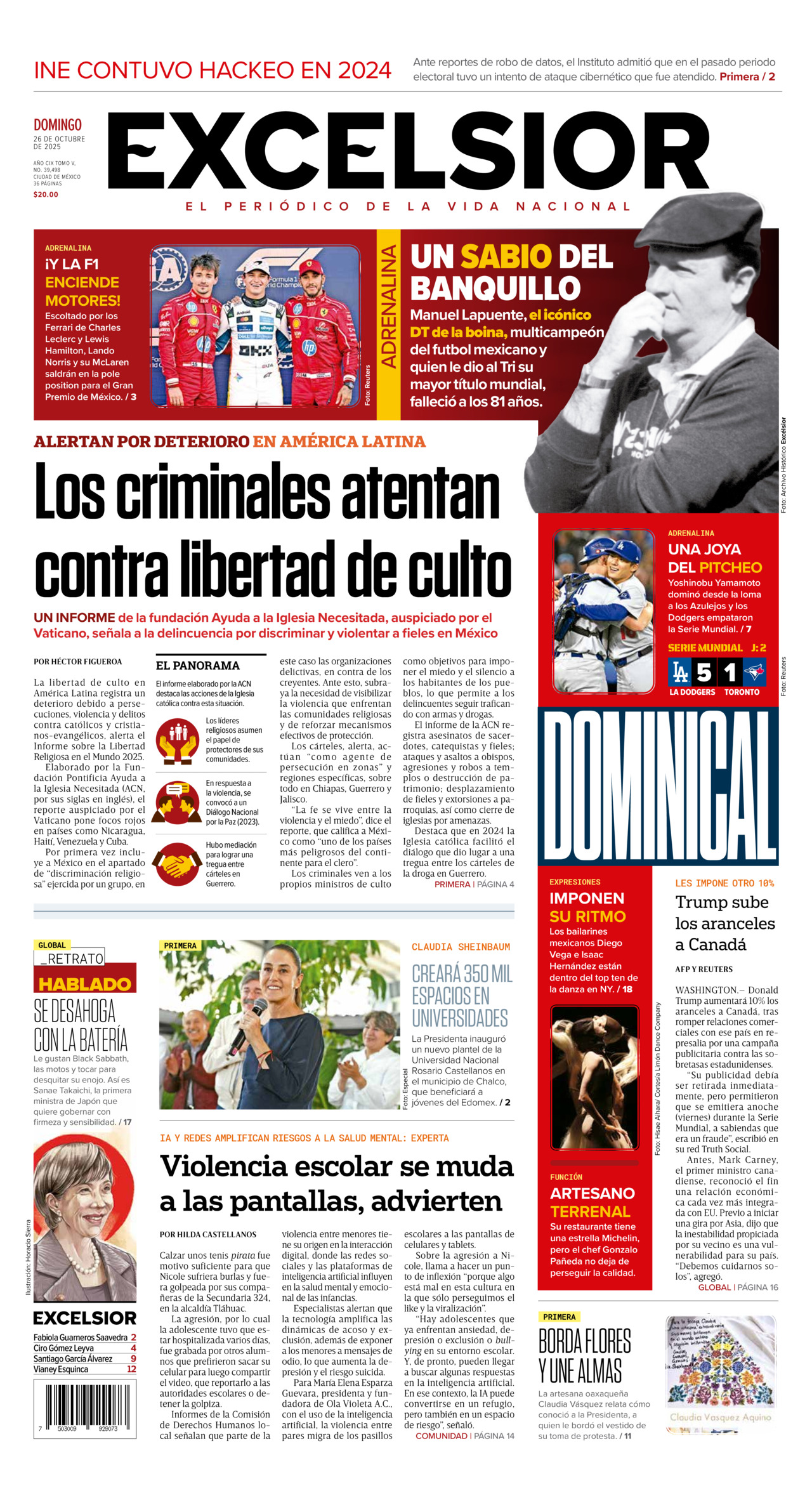 Excelsior, edición del domingo 26 de octubre de 2025 Excelsior, edición del domingo 26 de octubre de 2025