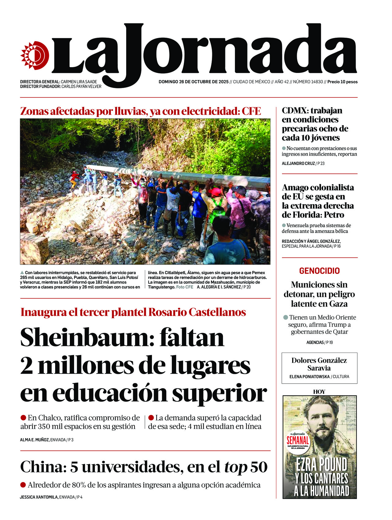 La Jornada, edición del domingo 26 de octubre de 2025 La Jornada, edición del domingo 26 de octubre de 2025