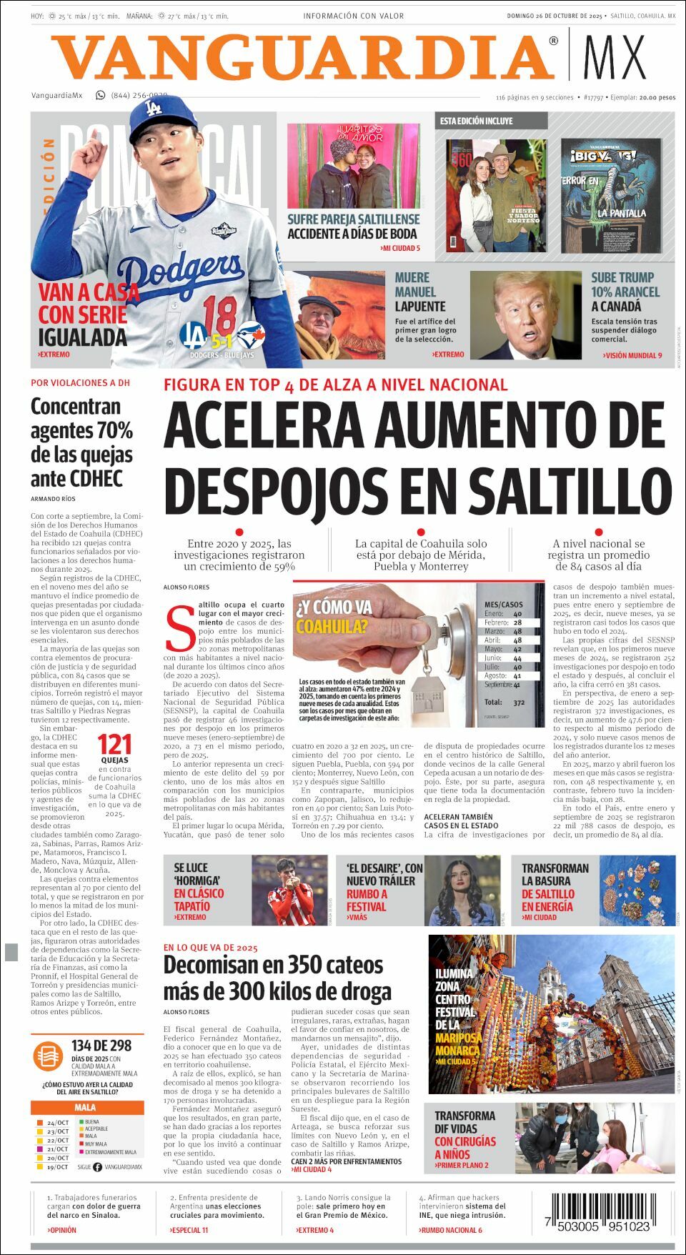 Vanguardia, edición del domingo 26 de octubre de 2025 Vanguardia, edición del domingo 26 de octubre de 2025
