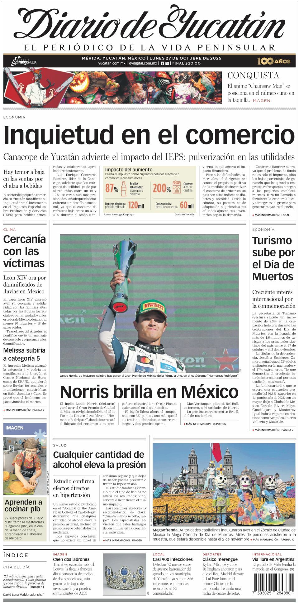 El Diario de Yucatán, edición del lunes 27 de octubre de 2025 El Diario de Yucatán, edición del lunes 27 de octubre de 2025