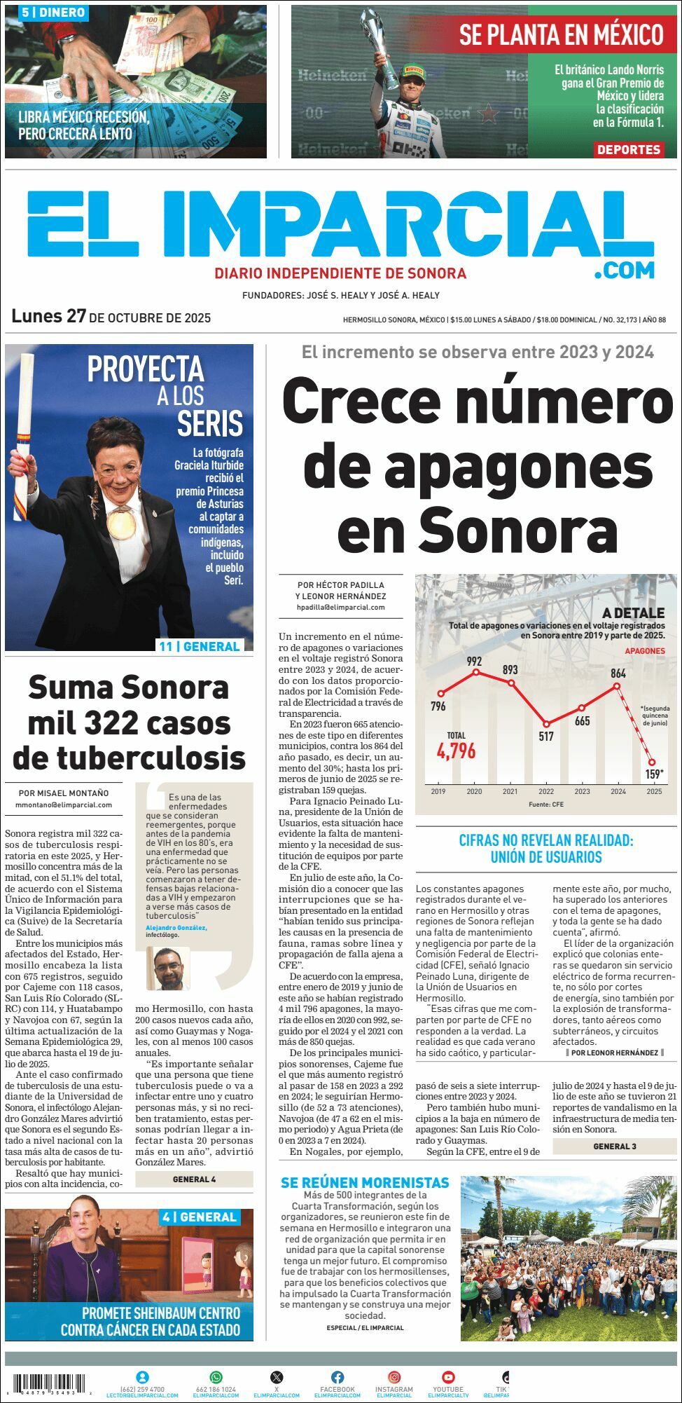 El Imparcial, edición del lunes 27 de octubre de 2025 El Imparcial, edición del lunes 27 de octubre de 2025