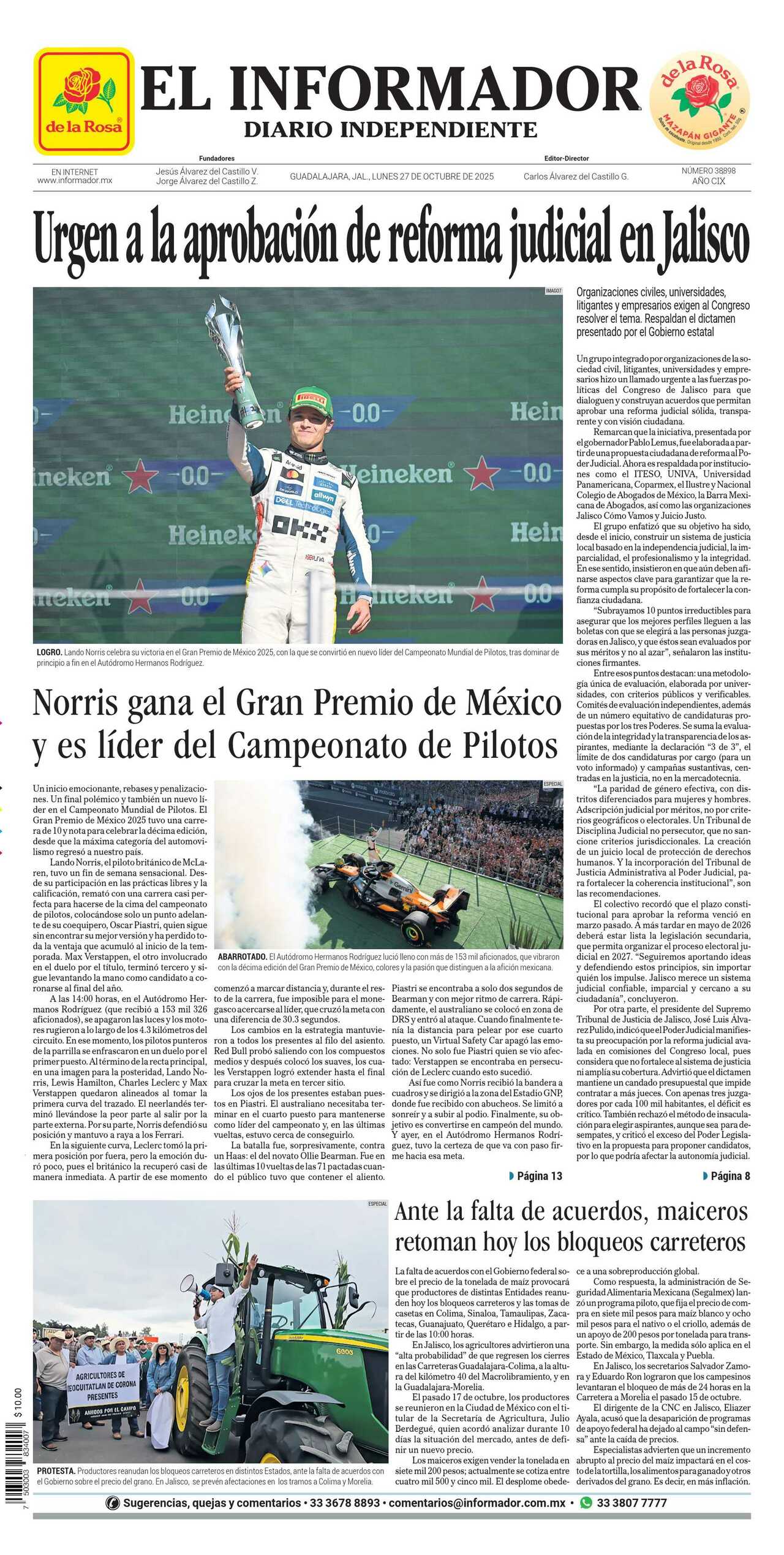 El Informador, edición del lunes 27 de octubre de 2025 El Informador, edición del lunes 27 de octubre de 2025