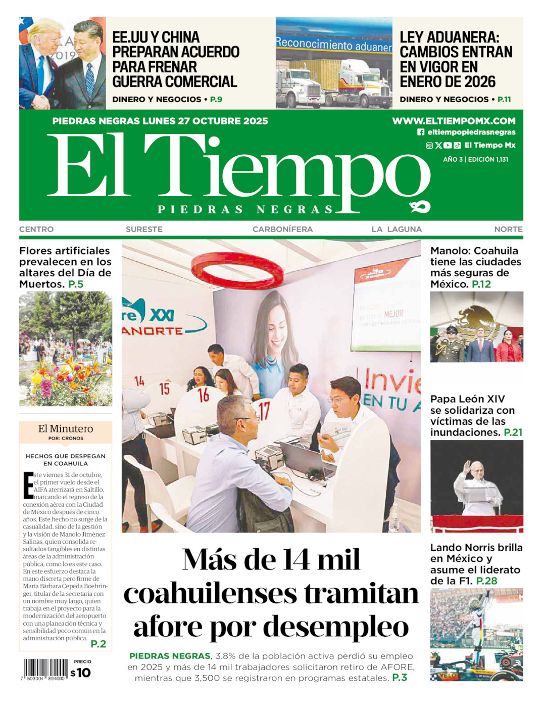 El Tiempo Piedras Negras, edición del lunes 27 de octubre de 2025 El Tiempo Piedras Negras, edición del lunes 27 de octubre de 2025