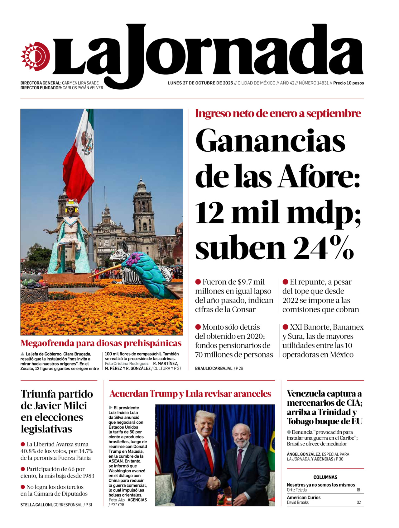La Jornada, edición del lunes 27 de octubre de 2025 La Jornada, edición del lunes 27 de octubre de 2025