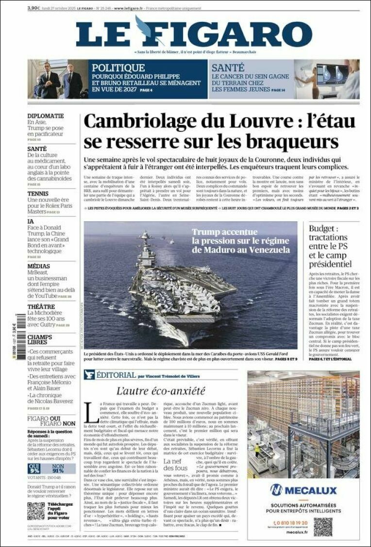 Le Figaro, edición del lunes 27 de octubre de 2025 Le Figaro, edición del lunes 27 de octubre de 2025