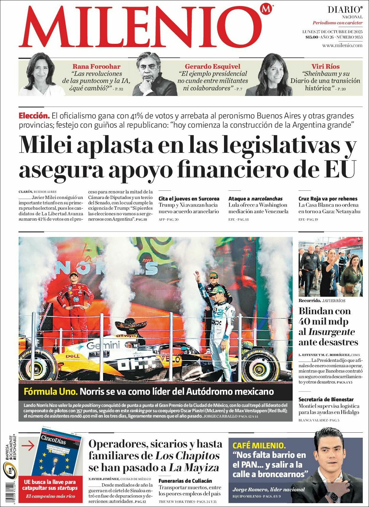 Milenio, edición del lunes 27 de octubre de 2025 Milenio, edición del lunes 27 de octubre de 2025