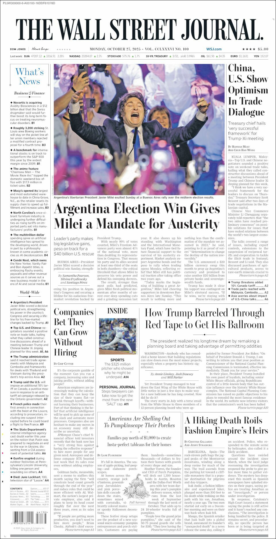 The Wall Street Journal, edición del lunes 27 de octubre de 2025 The Wall Street Journal, edición del lunes 27 de octubre de 2025