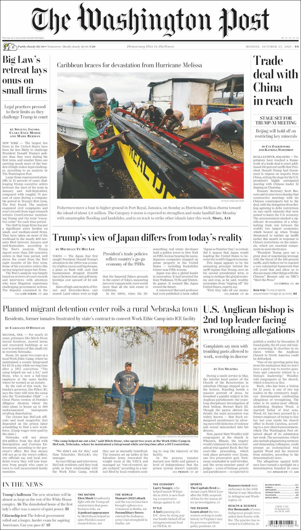 The Washington Post, edición del lunes 27 de octubre de 2025 The Washington Post, edición del lunes 27 de octubre de 2025