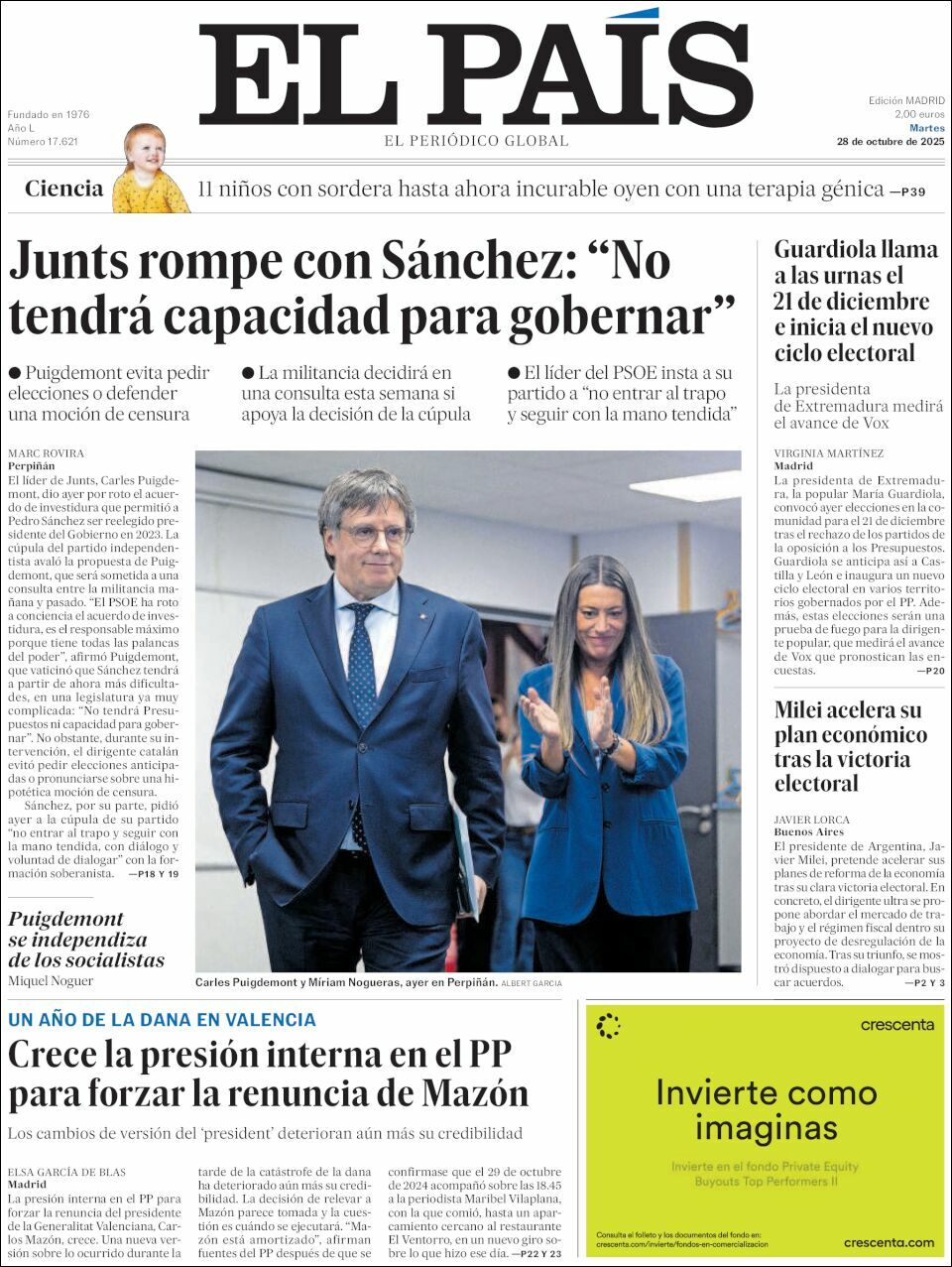 El País, edición del martes 28 de octubre de 2025 El País, edición del martes 28 de octubre de 2025