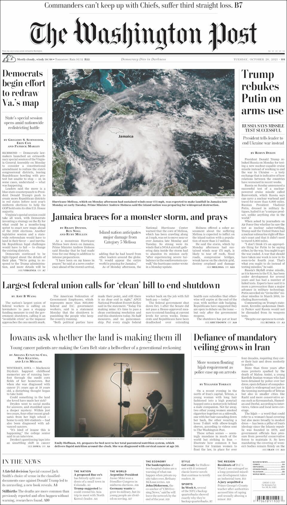 The Washington Post, edición del martes 28 de octubre de 2025 The Washington Post, edición del martes 28 de octubre de 2025