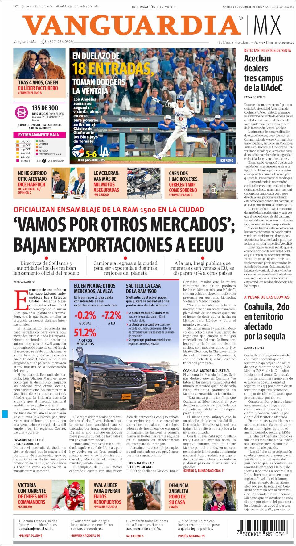 Vanguardia, edición del martes 28 de octubre de 2025 Vanguardia, edición del martes 28 de octubre de 2025